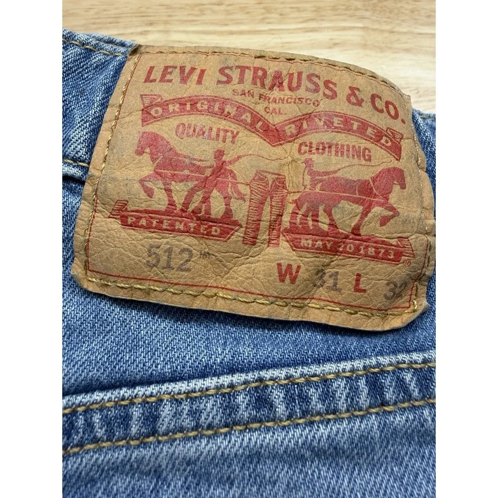 Levis 512 Slim Taper Fit Jeans Men's 31x32 Light Wash‎ Blue Denim Stretch